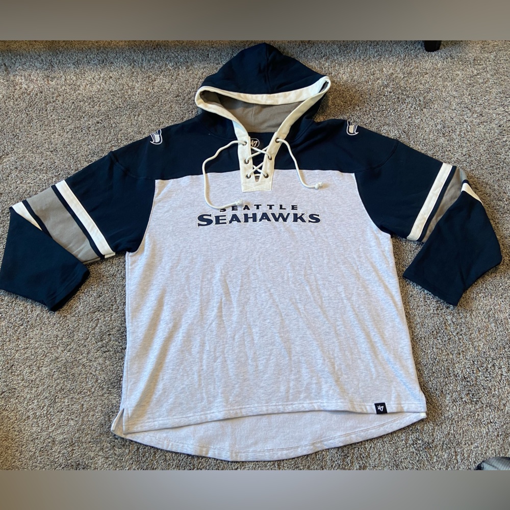 Seattle Seahawks hockey hoodie men 2XL gray blue XXL